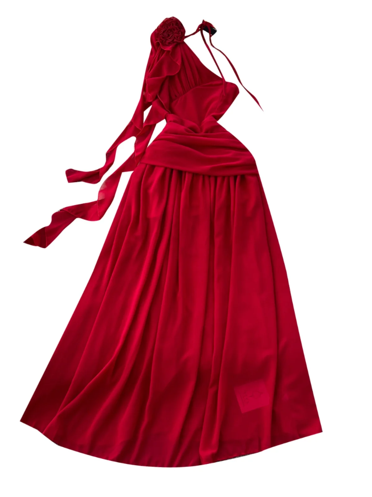 Vaion Aosphere Dr A-Linien-Midirock mit hoher Taille und Sves, taillierter, ausgestellter Bot mit Blumenmuster, 3D-Verzierung