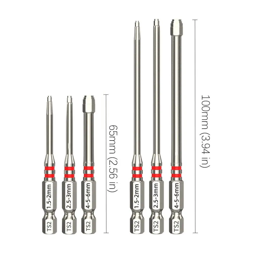 6PCS Magnetic Hex Shank Screwdriver Bits Set – Pagoda Step Design 1.5-6mm, Universal Multi-Size Impact Bits For Electric Drills, Screwdrivers & Wrenches