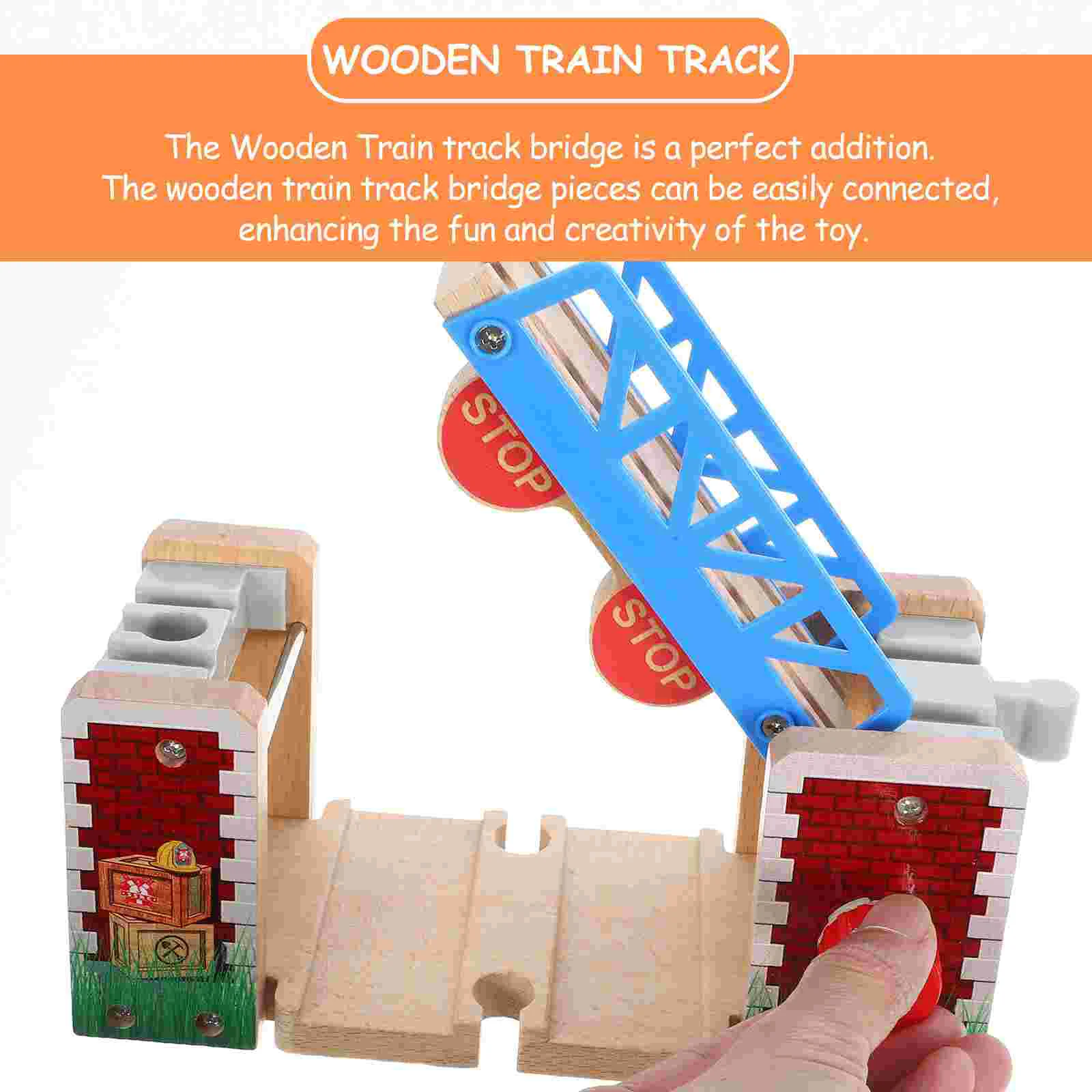 Accesorios para vía de tren, puente de elevación de madera para juguete ferroviario, juguetes educativos, pistas, accesorio de escena