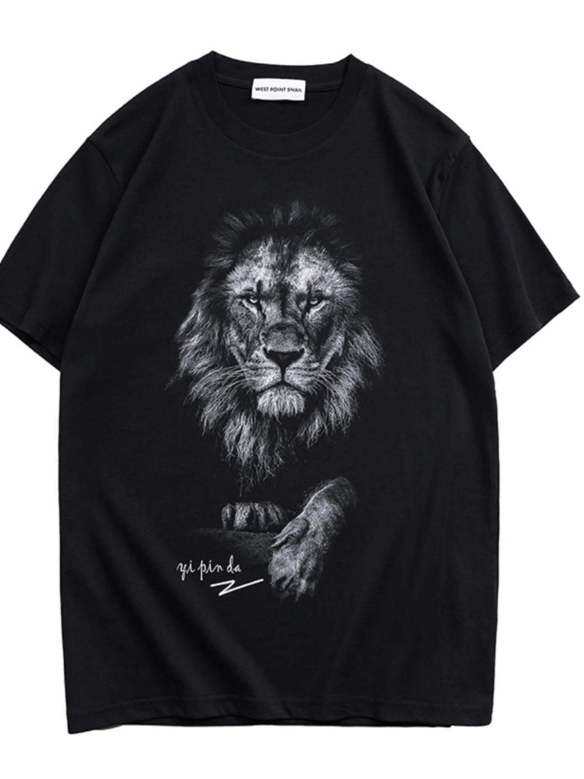 

Pattern T-shirt Pattern retro top half sleeve three-dimensional Lion King High street short sleeve T-shirt summer