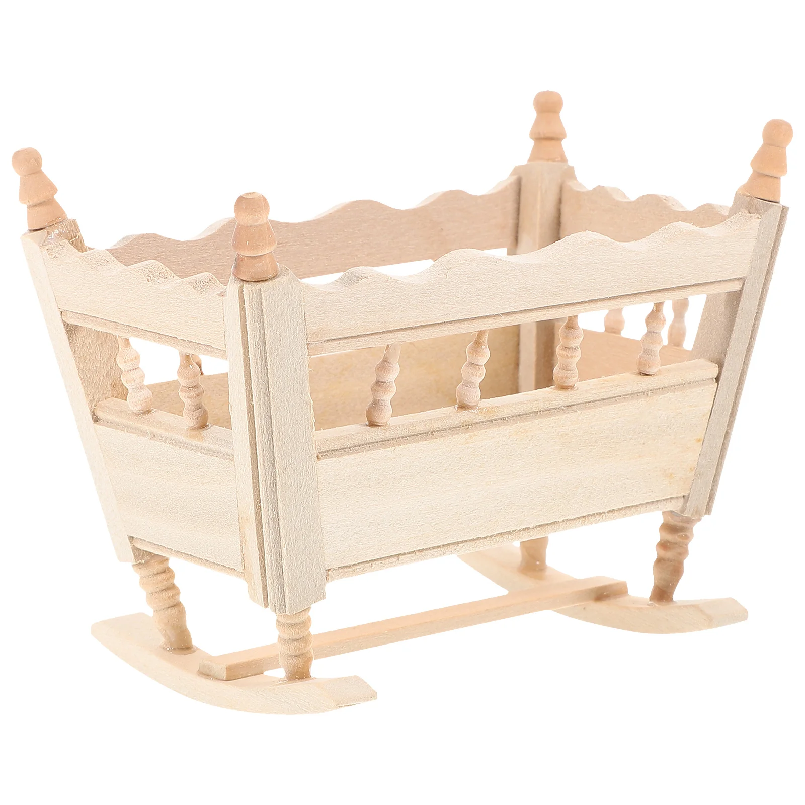 House Mini Bed Adornment Cradle Model Manual Wooden Accessory Furniture Baby