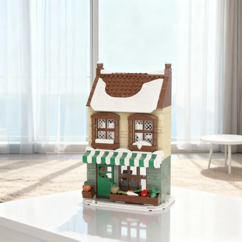 665pcs MOC Seasonal Festival Winter Village Grocery Store Model Building Blocks Construction Toy Idea Festival Gifts Education