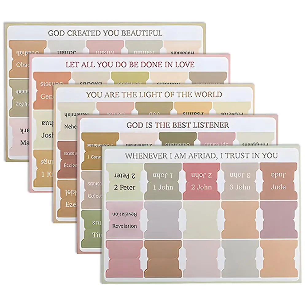 5 Sheets Bible Tabs Large Print Laminated Bible Tabs Easy Read Bible Book Tabs Study Bible Index Tabs Old New Testament Supplies