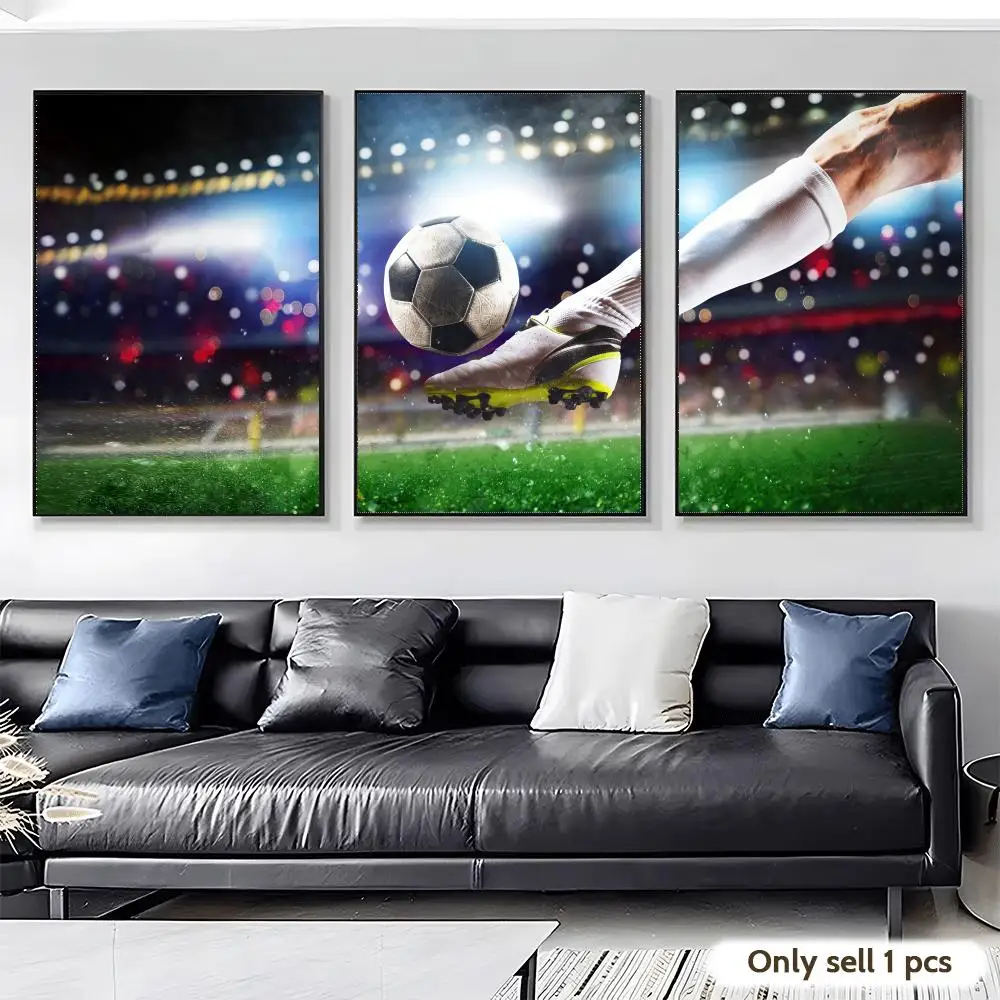 Football Player Kicks Ball Shot Painting Calligraphy Canvas Poster Wall Art Interior Hallway Home Decoration Holiday Gifts