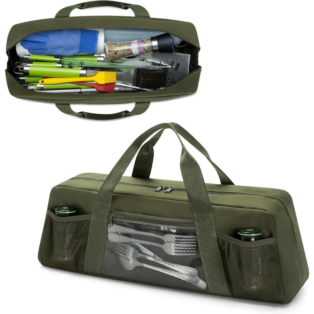 

Сумка для хранения инструментов для гриля, уличный держатель для принадлежностей для барбекю, инструмент для барбекю до 20, большая сумка для хранения посуды для гриля с карманами, B