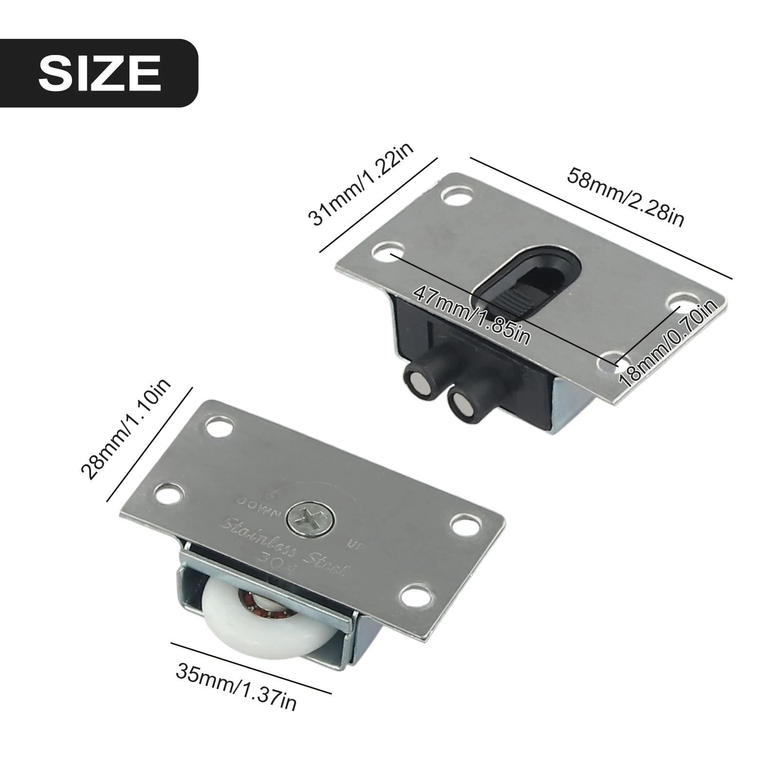 

Фурнитура Дверные ролики Крепление для гардероба Подвесные дверные детали Бытовое раздвижное колесо Нержавеющая сталь Высокое качество