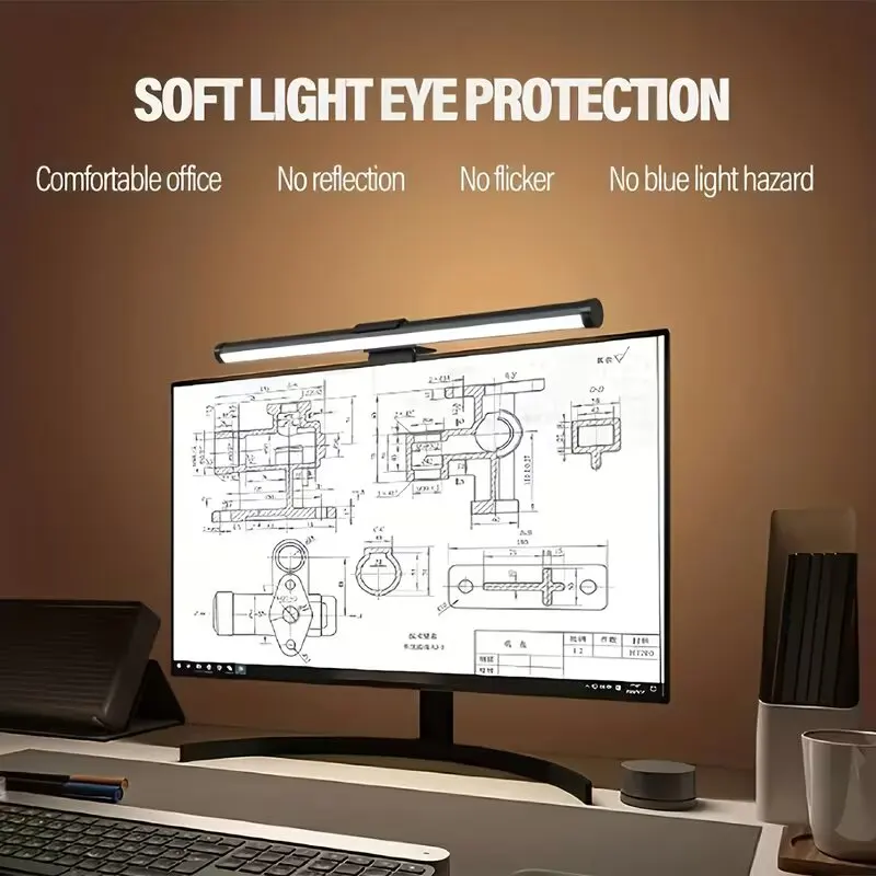 RGB Color Changing Monitor Light Bar USB Plug-in Stepless Dimmable Eye-Friendly Lamp for Gaming Desktop Laptop Work Desk view 4