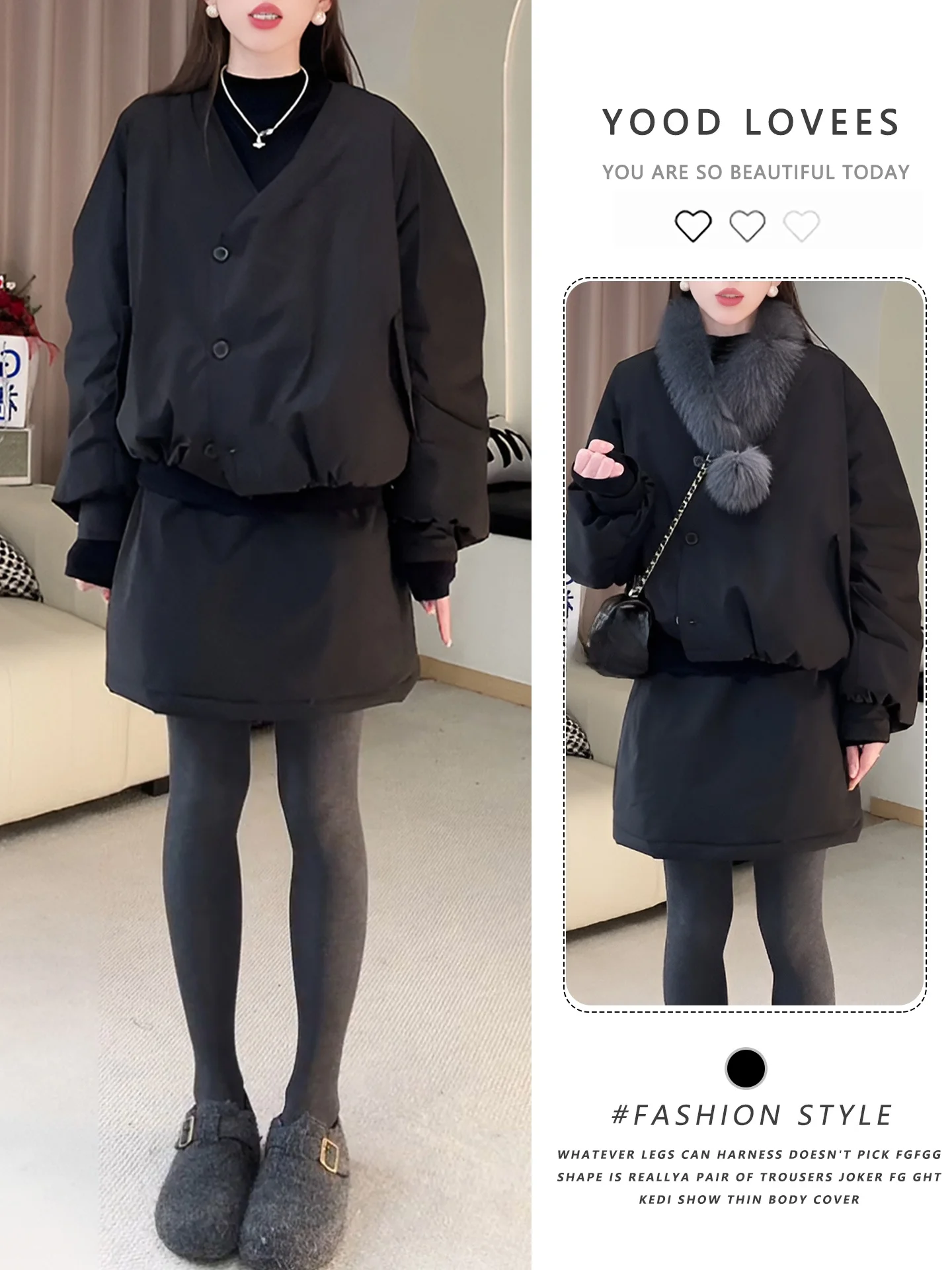 

Winter Fashion Women's Cotton Jacket And Skirt Set Stylish Versatile Half-length Skirt Two-piece Suit Korean Version