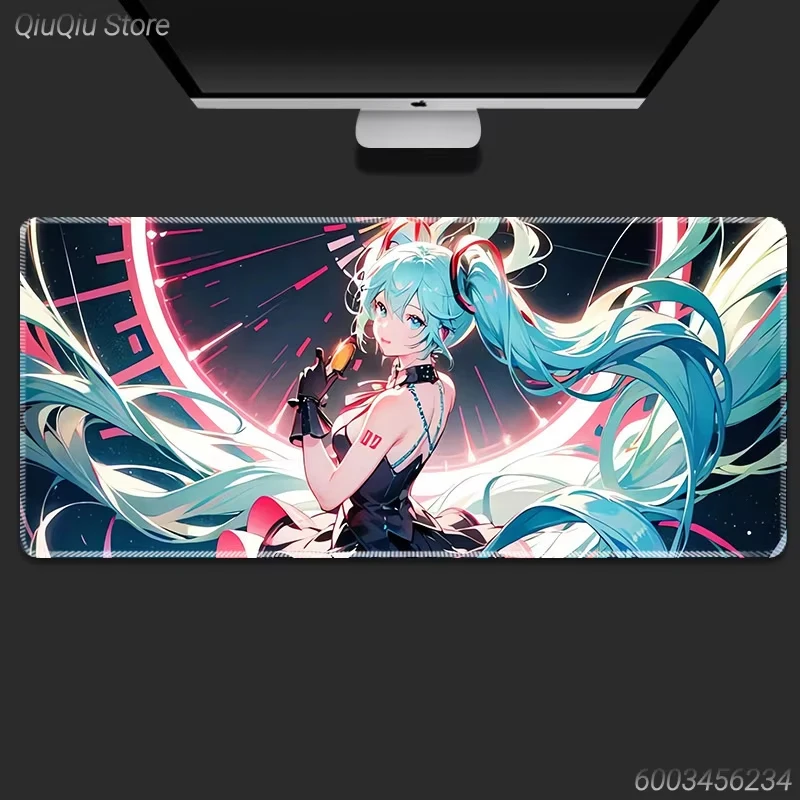 Alfombrilla de Ratón para Juegos con Diseño de Hatsune Miku, Alfombrilla de Escritorio Antideslizante de Goma para Teclado, para PC, Portátil y Gamers