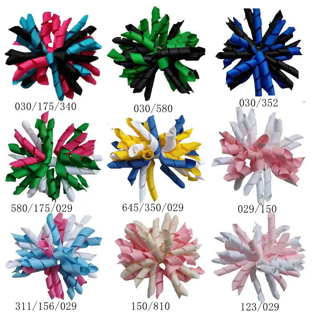 

Woman Girl Korker Hair Bows Alligator Clips Curly Tassel Ribbon Ponytail Holders Elastic Hairband Corker Headwear Bobbles 20PCS