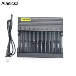 European Regulation 10 Slot Smart Lithium Charger 14500 16350 18500 Li-ion Rechargeable Battery Charger 18650 Battery Charger