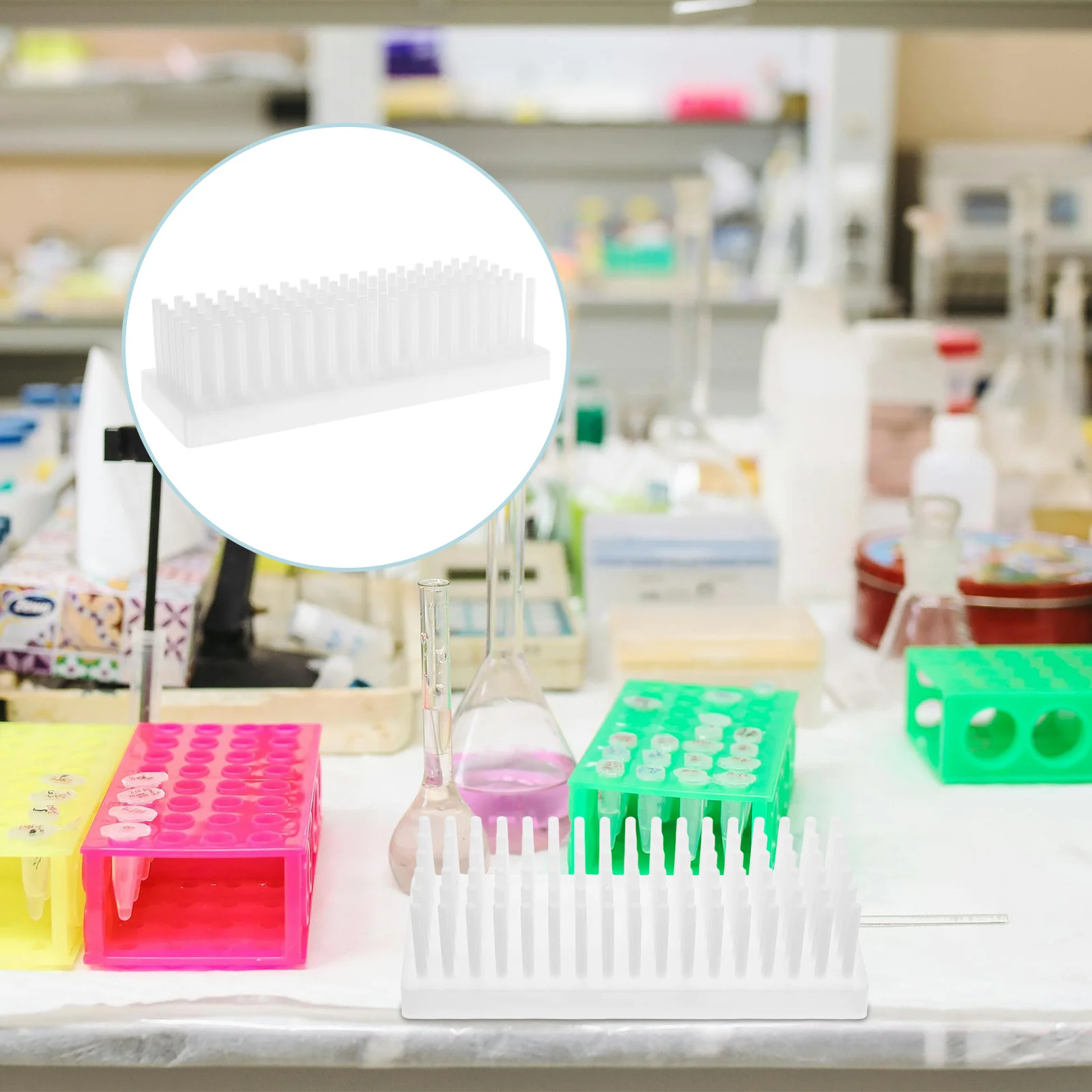 

Plastic Test Tube Rack Space-Saving Tube Stand for Laboratory Drying Holder Storage Organizer Reusable Chemistry Lab