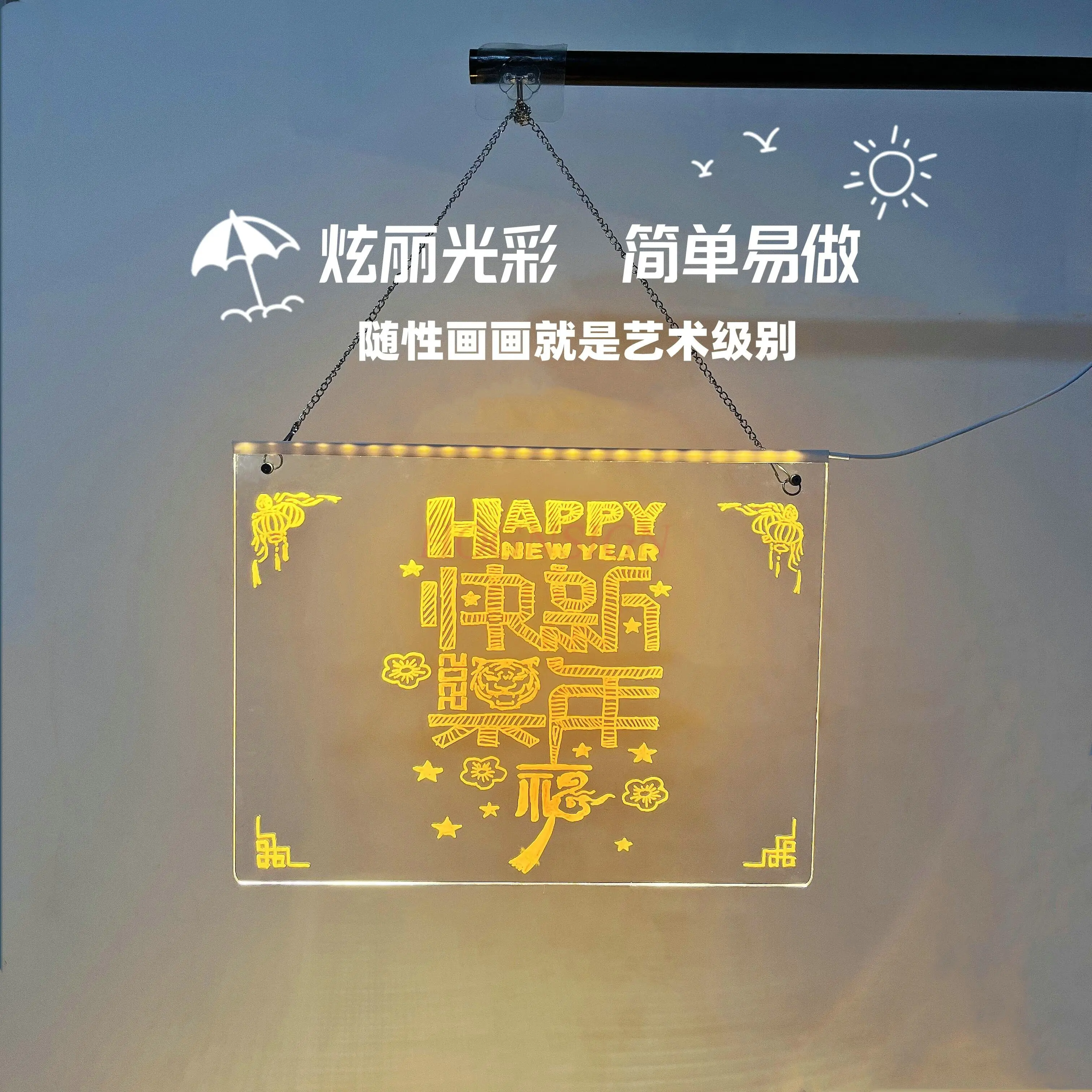 1pcs Luminous stall display board, fluorescent board, LED hand drawn DIY content, night light, writing board, desk card