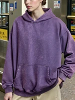 100% de algodón de Color sólido para mujer, sudaderas con capucha lavadas, sudadera holgada de otoño, jerséis de equipo Multicolor, ropa informal que combina con todo para mujer