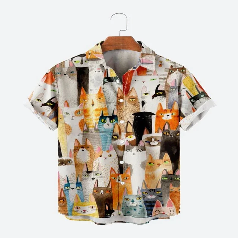 

Cute Cat Short Sleeve Shirt 3D All Over Printed Hawaiian Shirt for Men and Women Casual Shirt Unisex