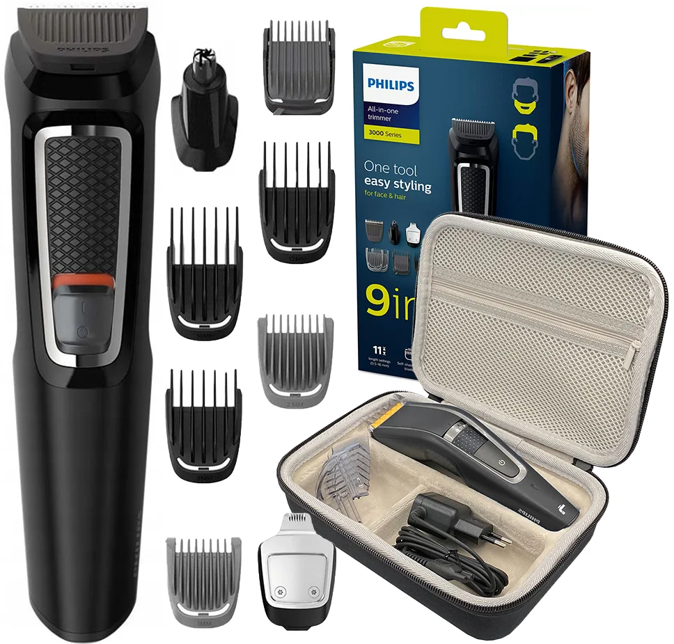 HAIR MACHINE 9 in 1 BARD NIGHT TRIMER PHILIPS MULTIGROOM + ETUI