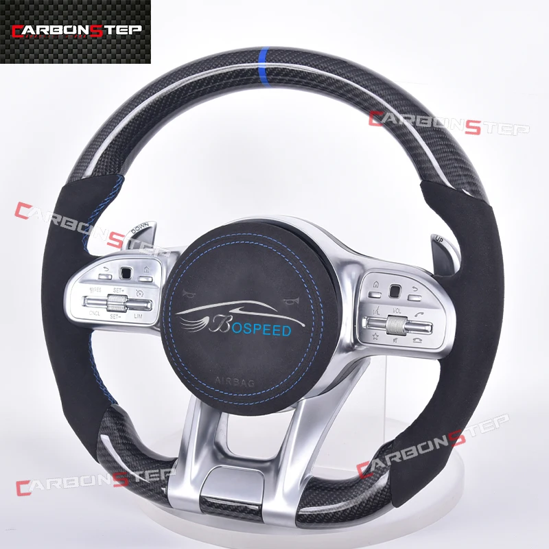 

For Mercedes Benz Carbon Fiber Led Steering Wheel W205 AMG W212 W213 CLA C300 Racing Cars Heated Custom Upgrade Leather Suede