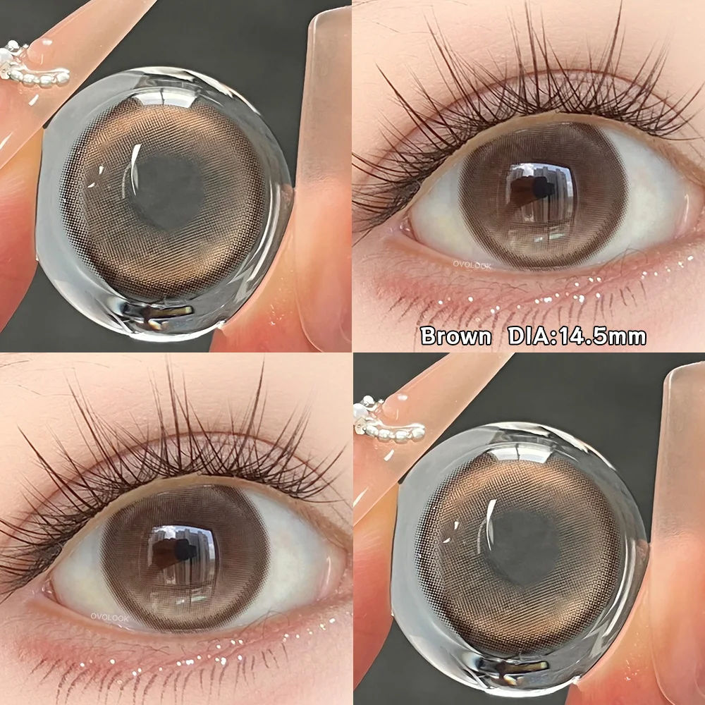 OVOLOOK - 2 paires de lentilles de contact de couleur mi-marron mi-miel de haute qualité, aspect naturel, avec prescription de 0,00 à -8,00