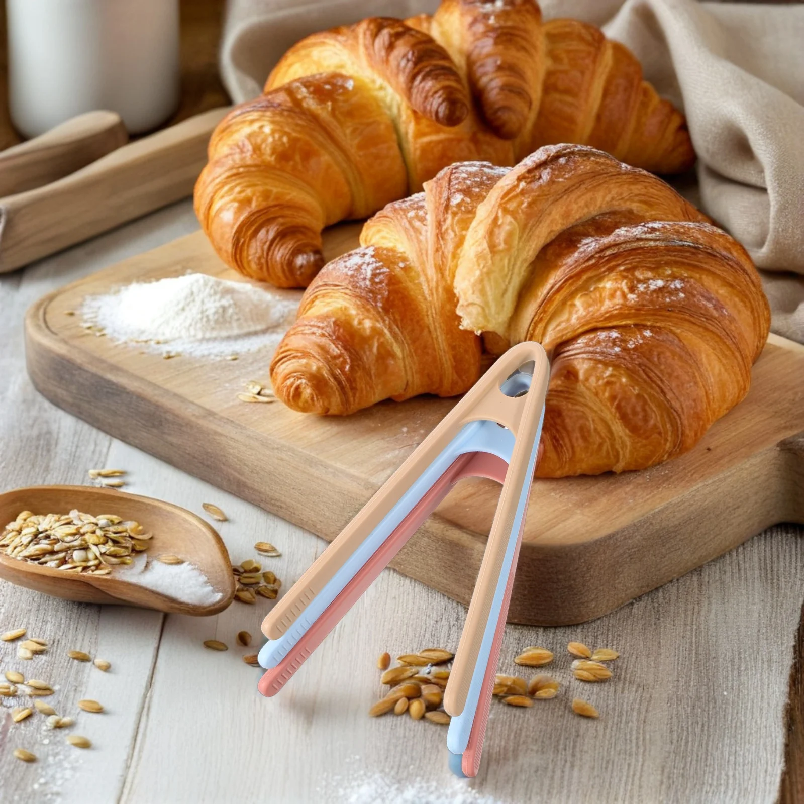 

3Pcs Silicone Food Clamps Heat Resistant Nonslip Kitchen Tongs Toast Bread Bbq Grilling Steak Salad Serving Pasta