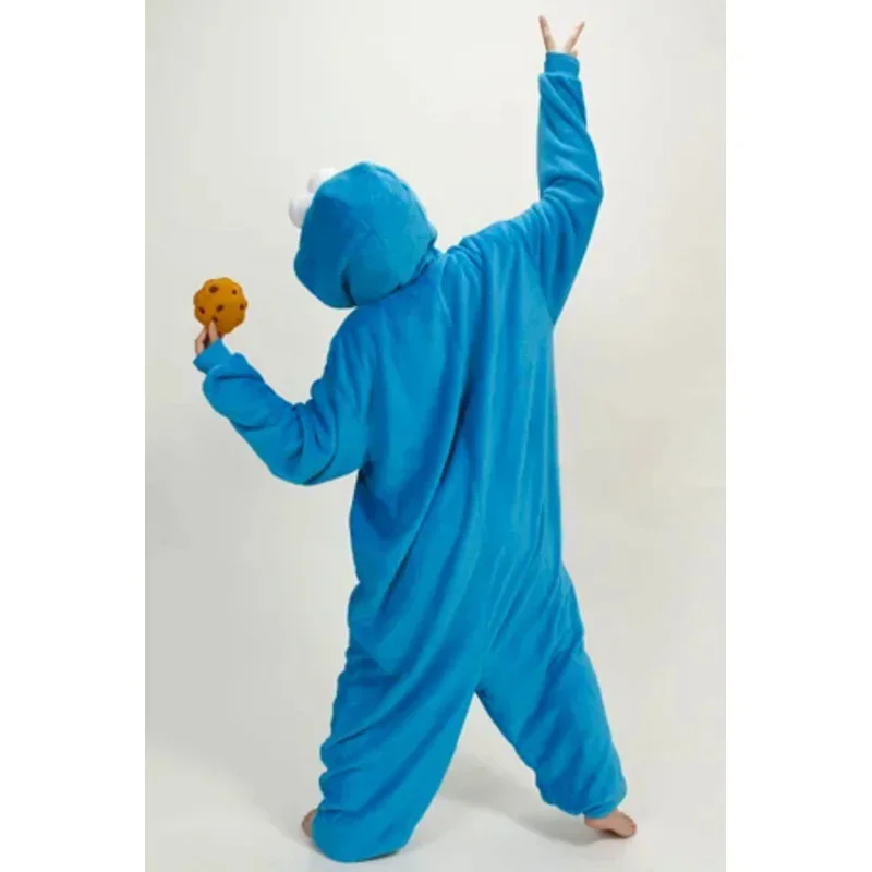 Adults Flannel Kigurumi COOKIE MONSTER & ELMO Cosplay Costume Women or Men Onesies Pajamas