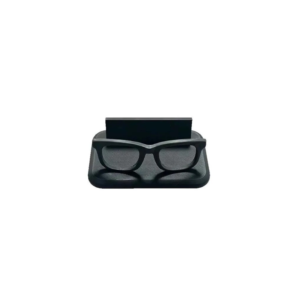 Black Eyeglass-Shaped Business Card Holder Frame Creative Business Card Display Stand Lightweight Resin Modern Desk Organizer