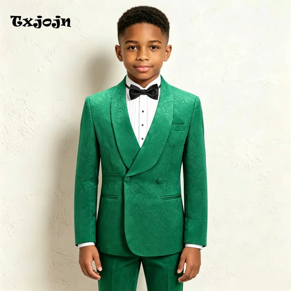 Classic Boys Suit Jacquard Jacket Pants Vest 3 Piece Set Formal Blazer for Kids Wedding Tuxedo Suits 2-16 Years Custom Clothes