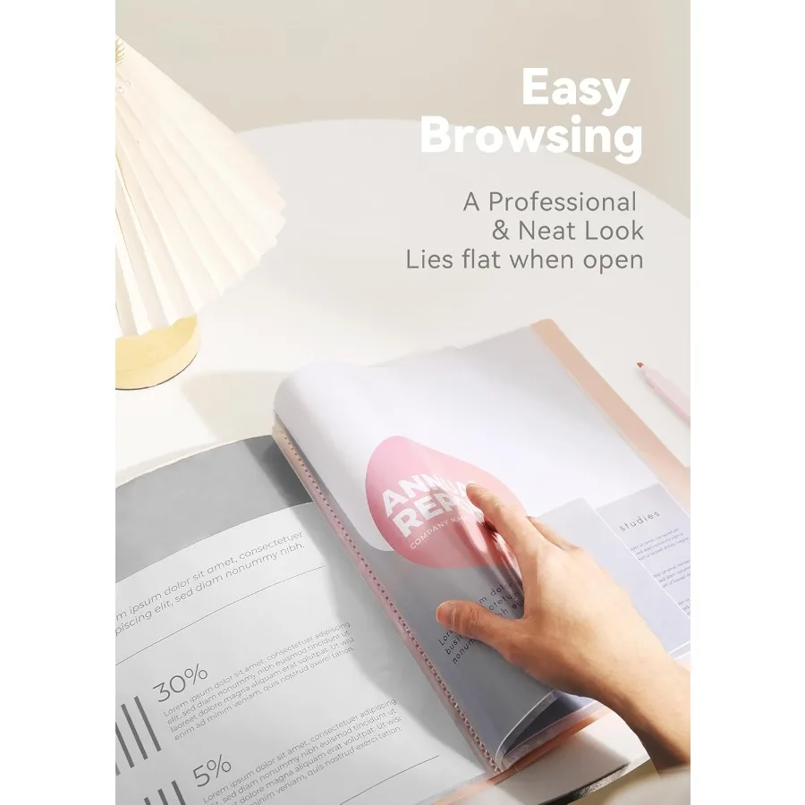 Raccoglitore pastello con buste in plastica trasparente 30 tasche Display 60 pagine Cartelle per presentazioni portafoglio per documenti Ricetta Art Ce