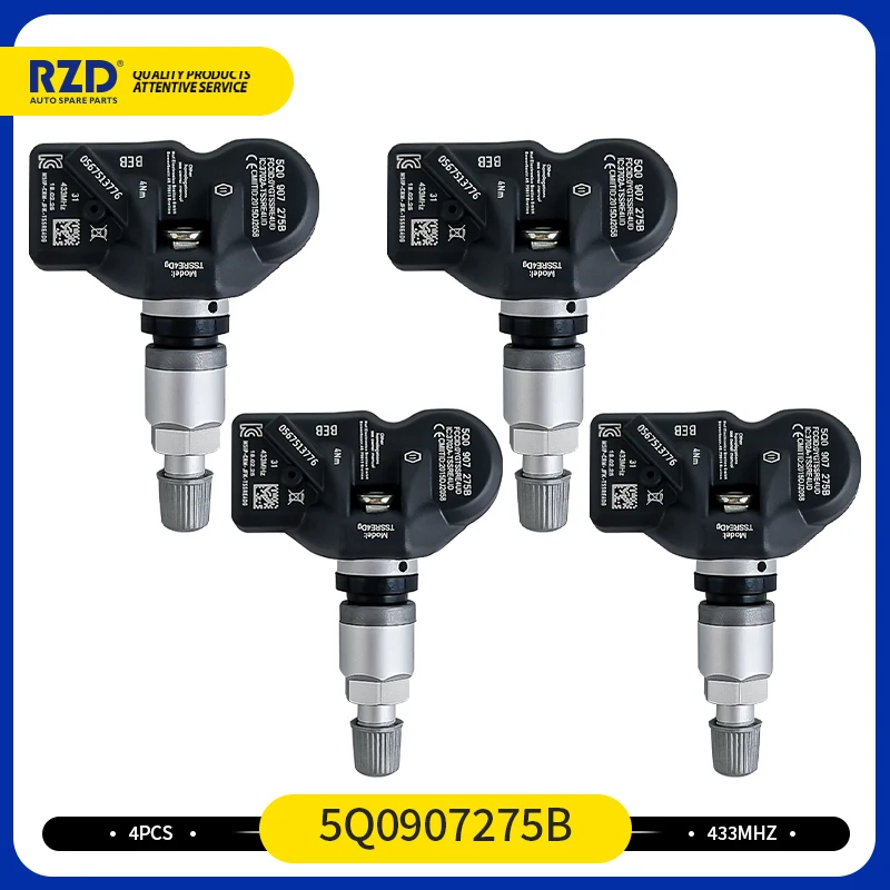 

1/2/4pcs 5Q0907275B Tire Pressure Sensor For 2009-2019 Volkswagen Golf Crafter Jetta Beetle VW Passat Tiguan Touareg 433MHz TPMS