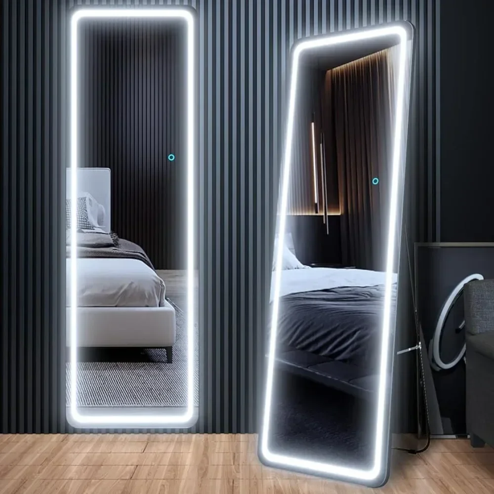 Home Decor Free Standing  63”x20“ Full Length Floor Mirror Dimming Lights Full-Size Body Mirror Lighted Mirror Appearance