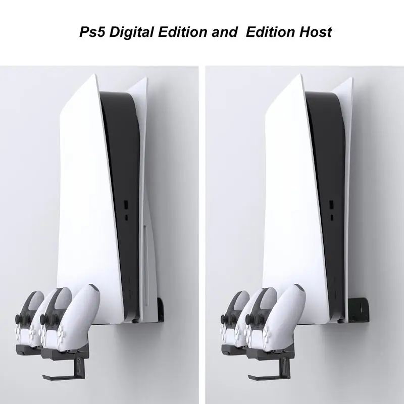 For PS5 Wall Mount Bracket Display Stand Base with Controller Holder Wall Hanging Stand for PS5 Slim Digital / Disc Edition