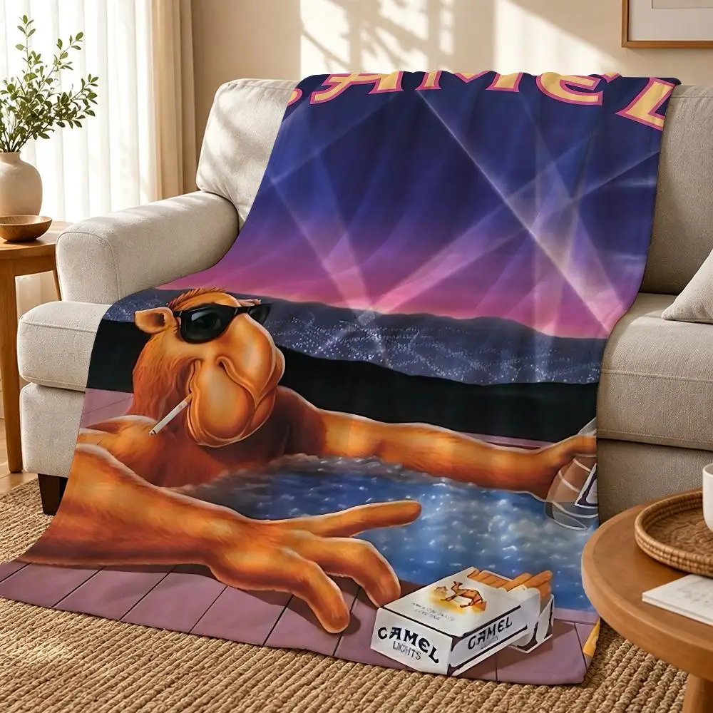 vintage Camel cigarettes Throw 240g flannel blanket, suitable for sofas, beds, offices, exquisite gift blankets