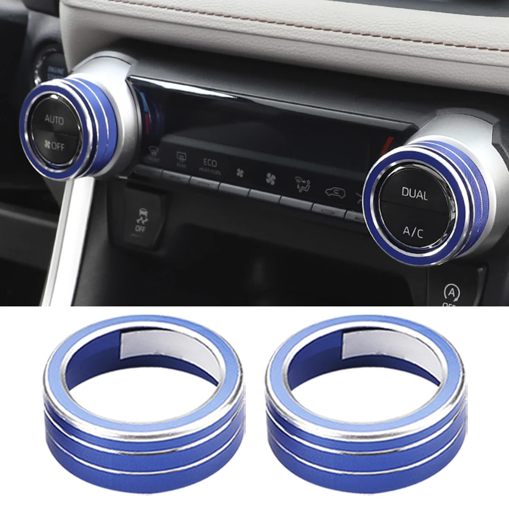 

2Pcs Car Switch Control Trim,Air Conditioning Knob Decorative Ring,For Toyota RAV4 2019-2021,Car Interior Decoration Accessories