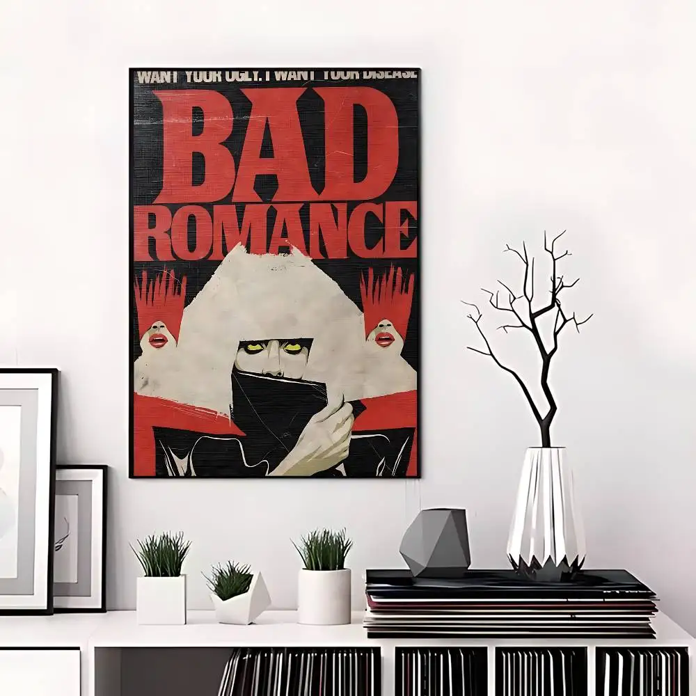 شعبية الكلاسيكية المغني L-lady-GagaS Vintage الملصقات لزجة الرجعية كرافت ورقة ملصق DIY بها بنفسك غرفة بار مقهى ملصقات طلاء جدران #6