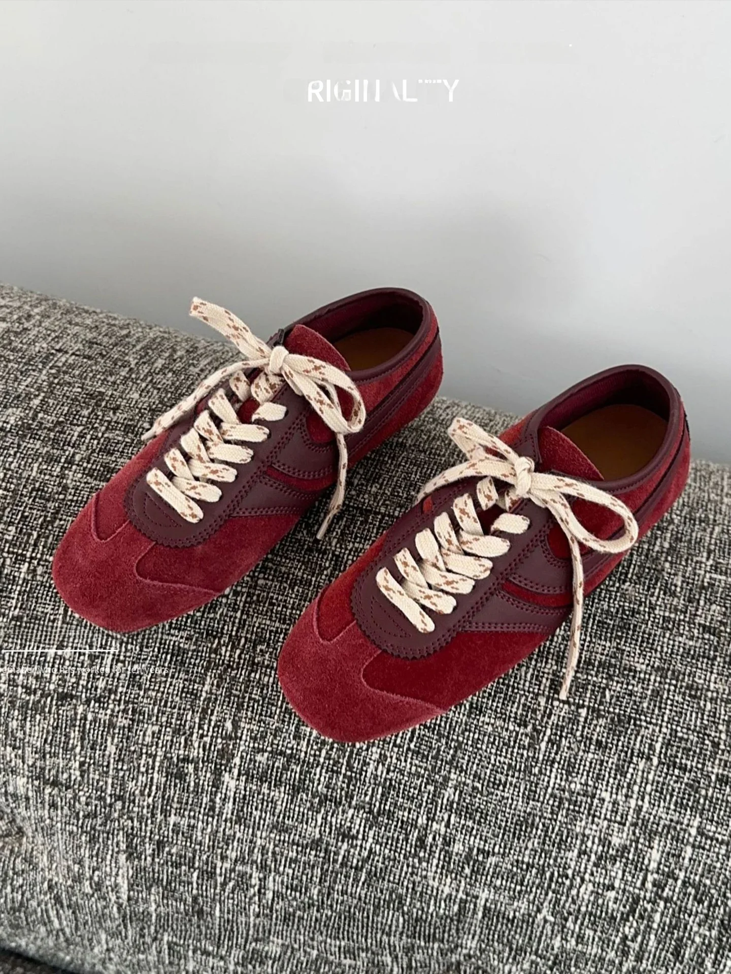 

Коричневые кожаные женские повседневные брюки в стиле ретро Deqin oes Color Blo, универсальные легкие легкие брюки на плоской подошве со шнуровкой