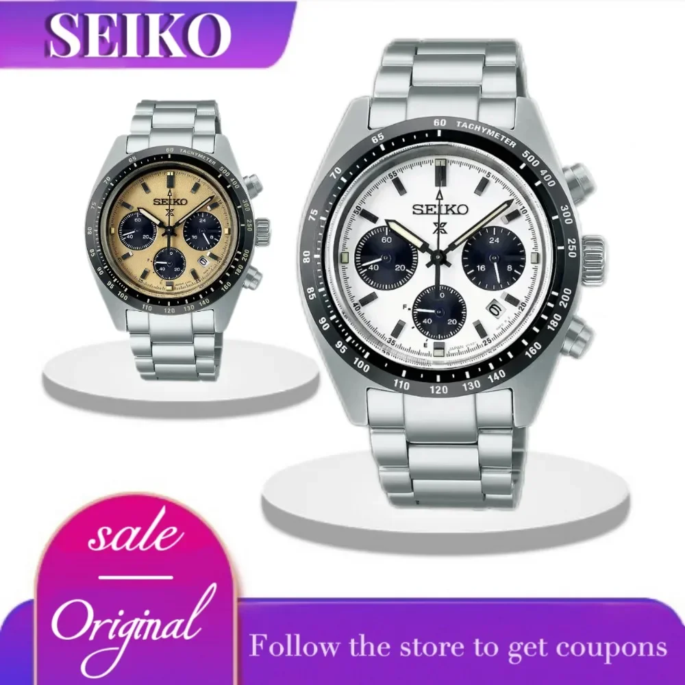 Original SEIKO Men Watches SSC813P1 Panda Three Eyes Series Multi Functional Waterproof Watches Calendar High End Luxury Watch