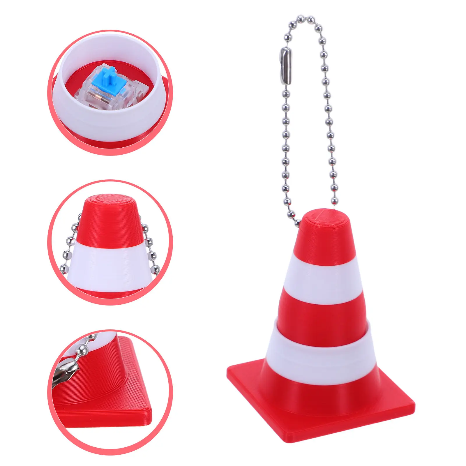 Miniature Traffic Cone Keychain Red Bright Roadblock Charm Lightweight Keyring for Handbag Commuting Traffic Cone Keyring