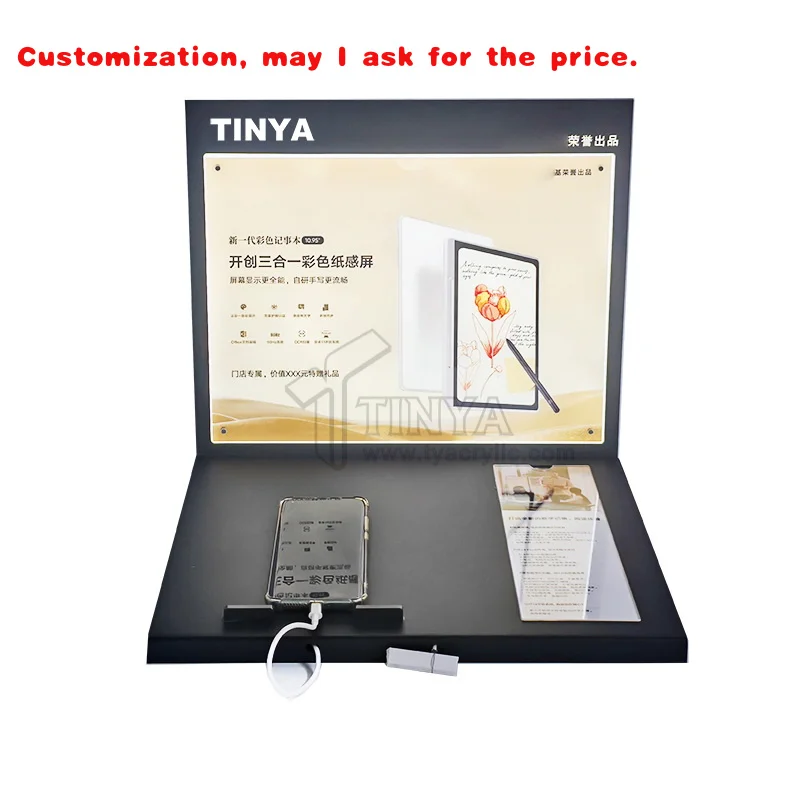 

Изготовленный на заказ. Новый дизайн Угловая стойка для дисплея Сменная подставка для дисплея для телефона с плакатом и портом для зарядки