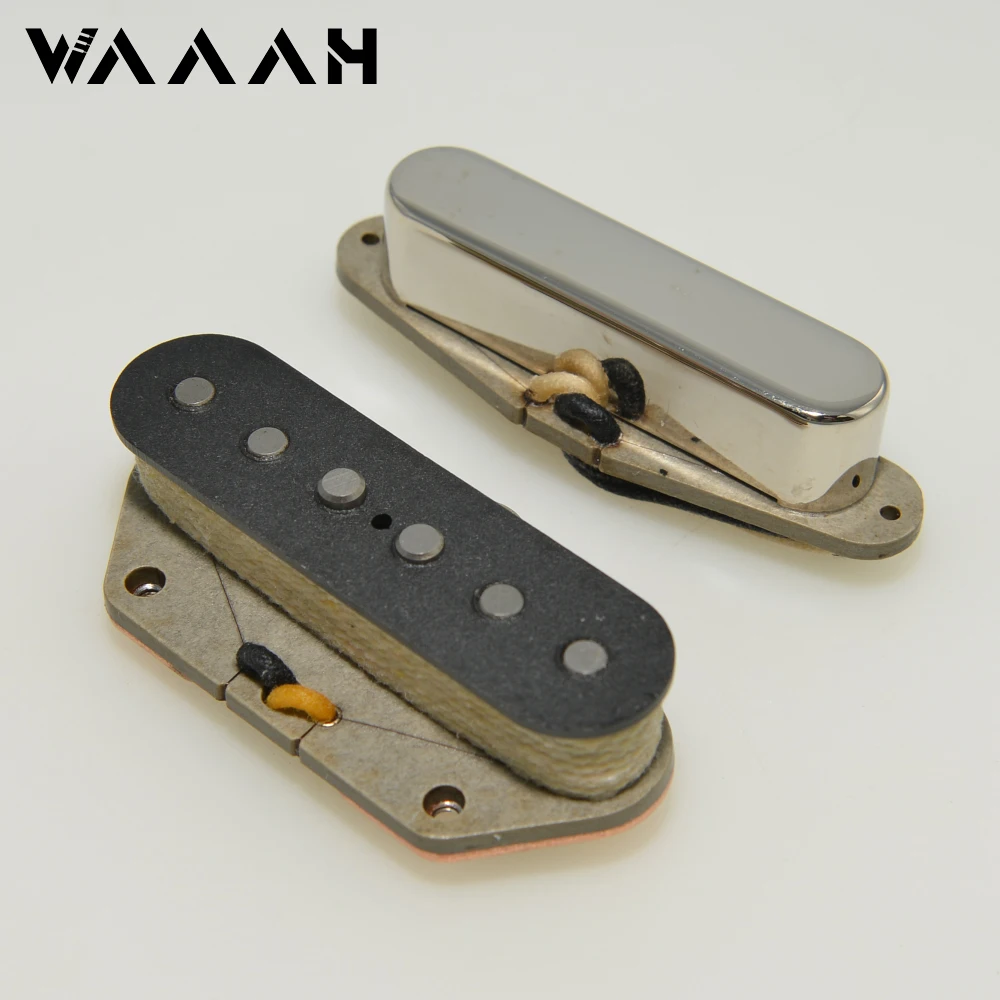 Pure vintage 64' Tele Guitar Pickup Set Staggered Bridge Cloth-covered  Alnico 5 Electric Guitar Pickup Repalcement