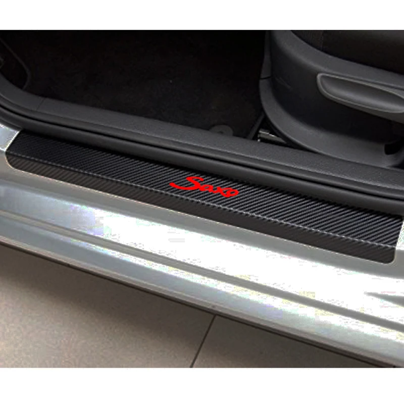 4pcs Car Door Sill Protector Sticker Carbon Fiber Vinyl Sticker for Citroen Saxo Car accessories