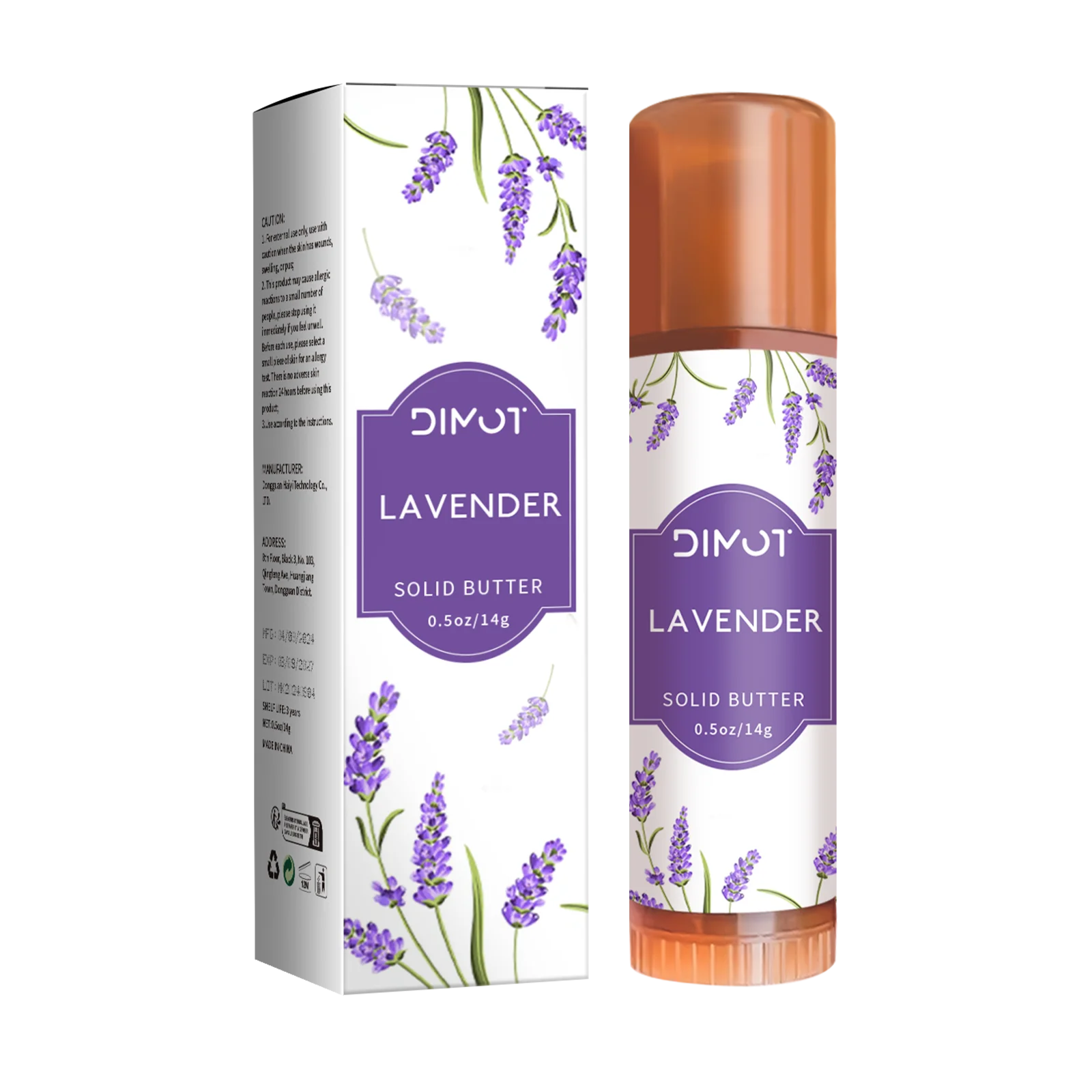DIMOT Lavender Solid Body Butter 14g - Deep Moisturizing, Portable, Long-Lasting Hydration for Dry Skin