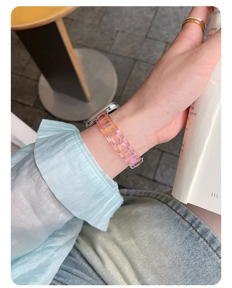 Women Slim Transparent Laser Strap for Apple Watch Band 42mm 46 49 45 40 44 38 41mm Acrylic Bracelet for iWatch 10 9 8 7 SE 6 5 image 3