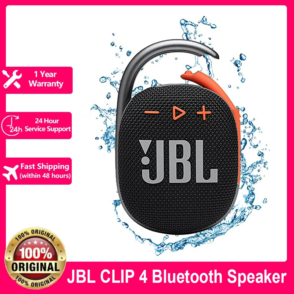 

Original JBL Clip 4 Wireless Bluetooth Portable Speaker Subwoofer Outdoor Speaker Mini Speaker IP67 Dustproof And Waterproof