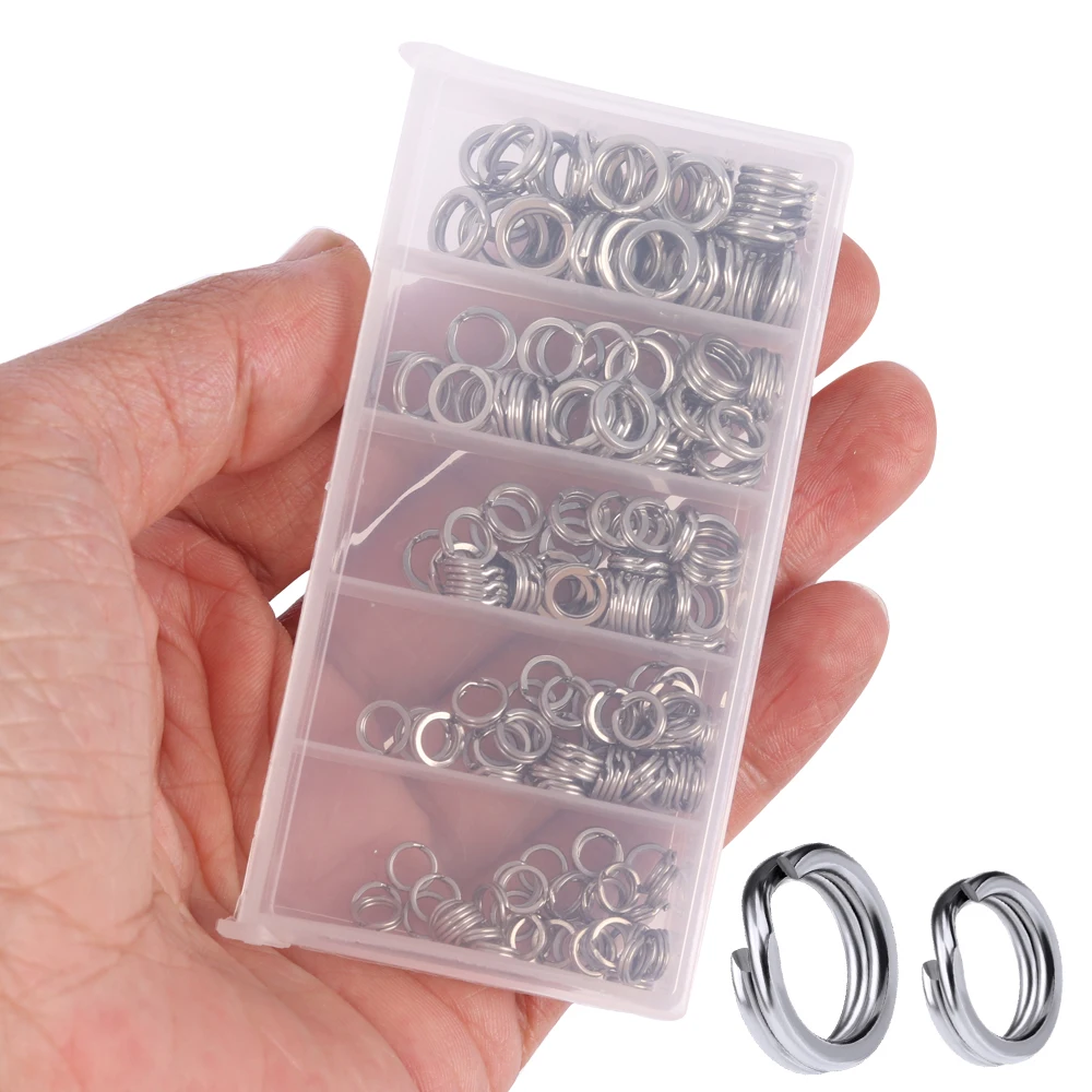 100/200pcs Stainless Steel Split Ring, Connector Fishing Split Rings Swivel Double Circle Round Snap Lure Fishing Accessories