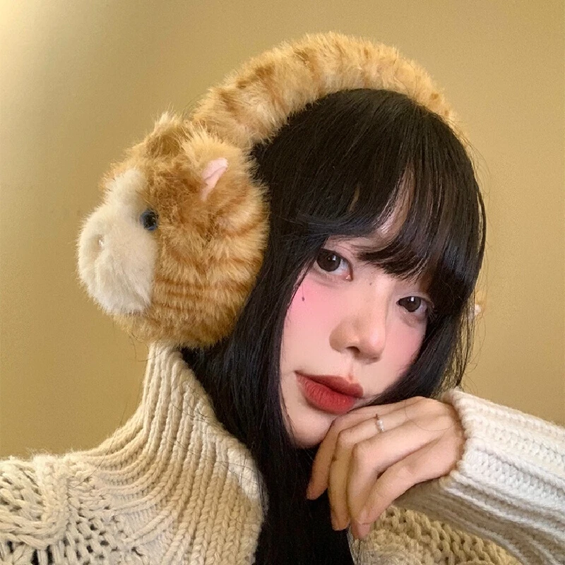 Cute Cat Earmuffs Girl Winter Thick Velvet Warm Ear Tips Keeping Warm Fashionable Paired Ear Bags Ear Warmers Christmas Gifts