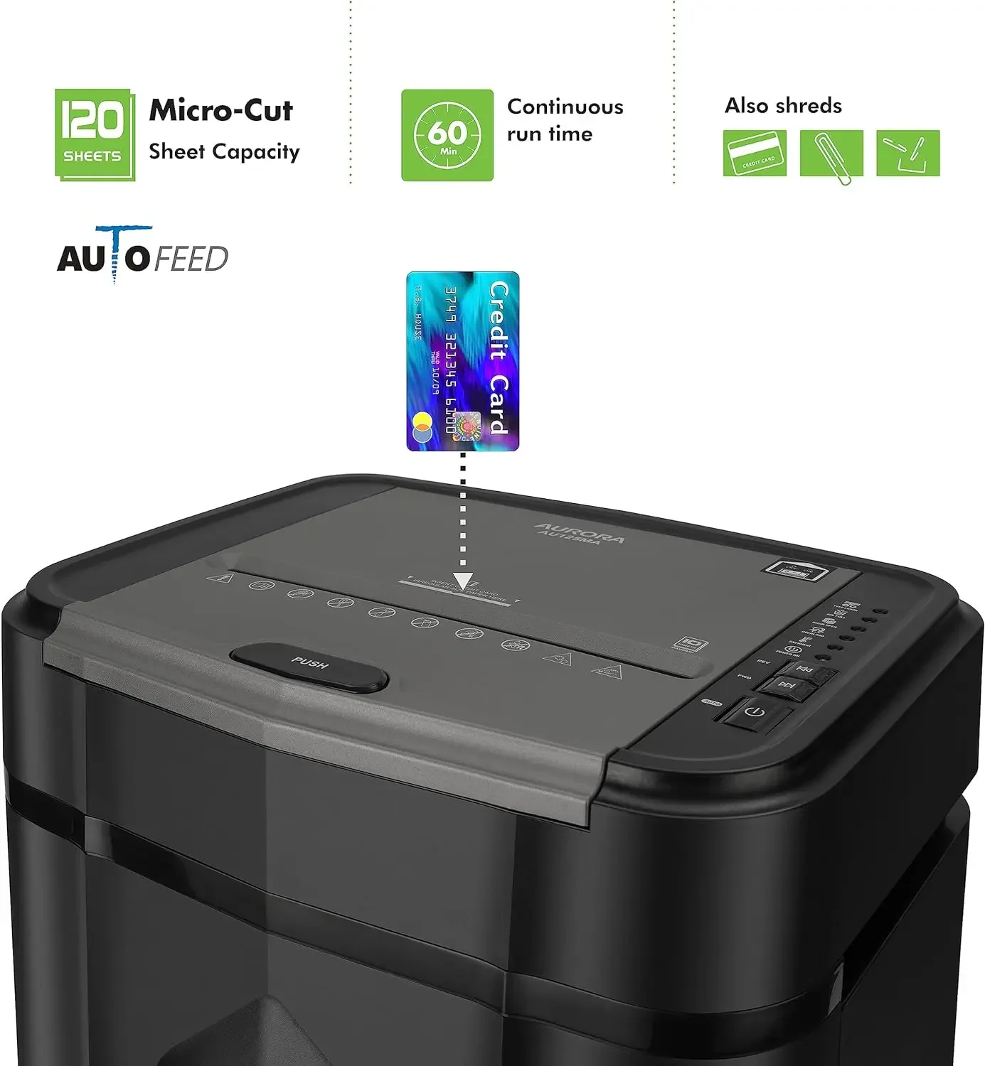 Professional Grade AU125MA 120-Sheet Auto Feed High-Security Micro-Cut Paper Shredder/60 Minutes/Security Level P-5