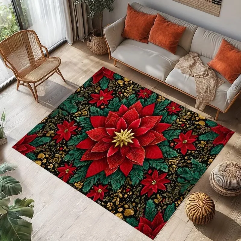 

Christmas Red Truck Cardinals Carpet for Living Room Home Decor Sofa Table Large Area Rugs Bedroom Bedside Floor Mat