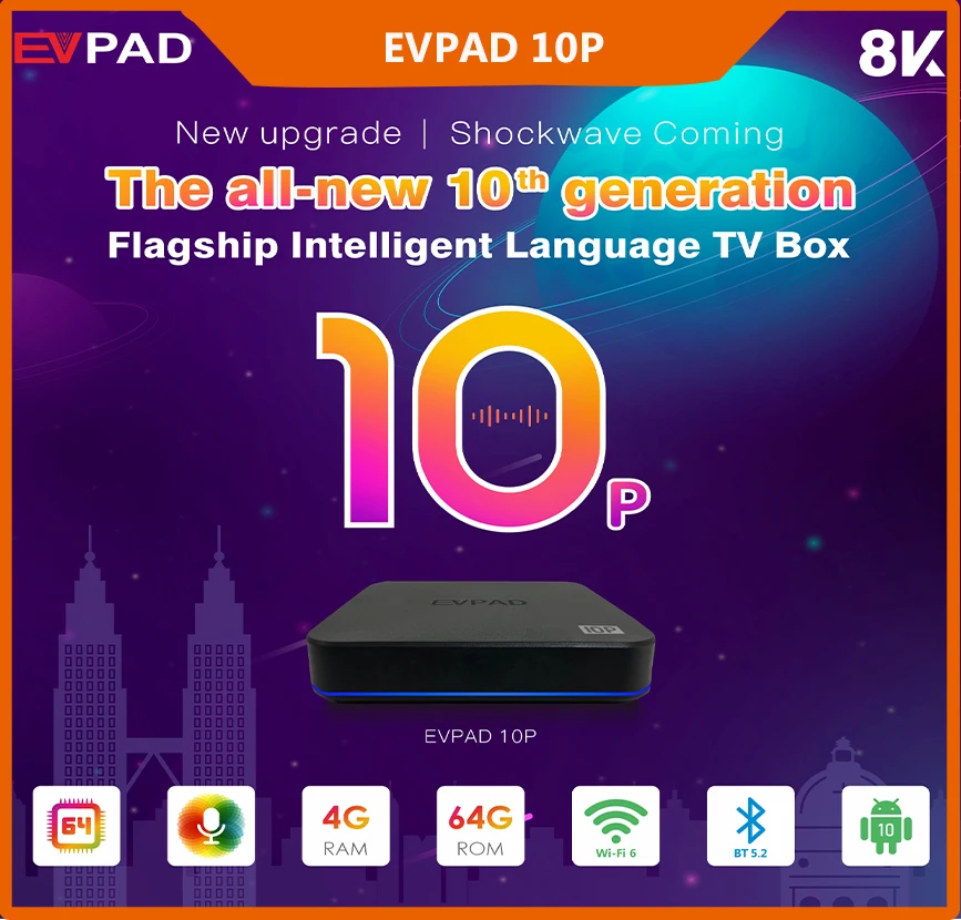 [Echt] Evpad 10P 4Gb 64G Jp Korea Tv Box Usa 2024 Hot Sell Asia Sg Japan Ca Set Top Box Officiële Winkel Update Van 6P Tv Box