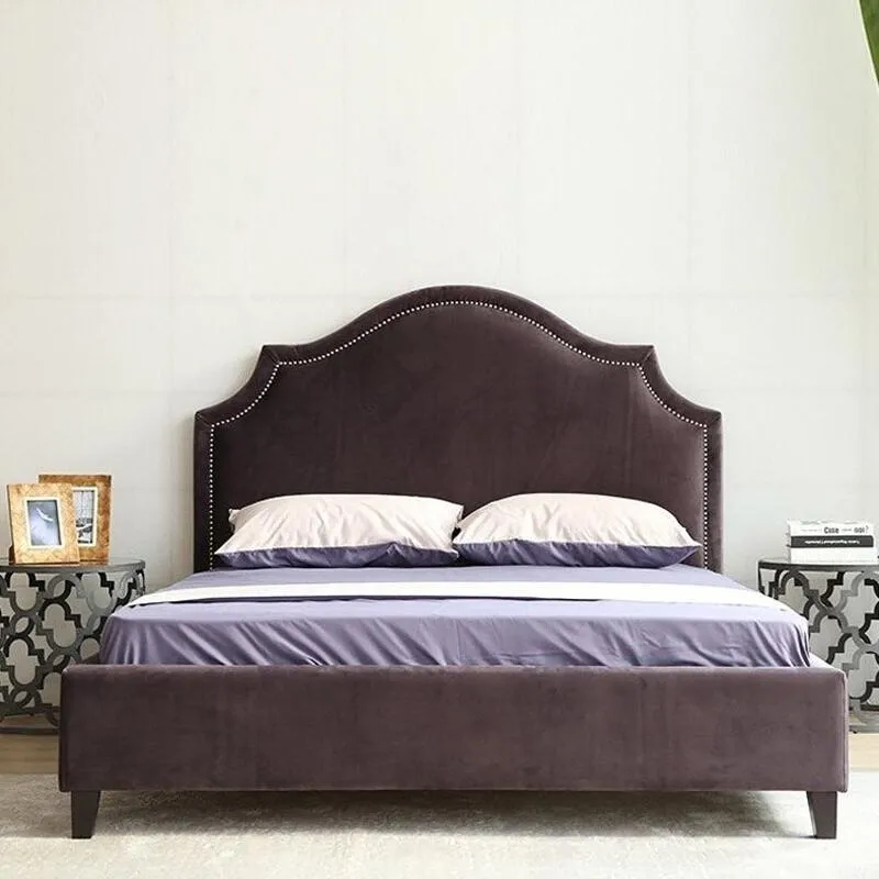 

French simple modern fabric bed ins wind velvet double bed Nordic light luxury small apartment model house designer