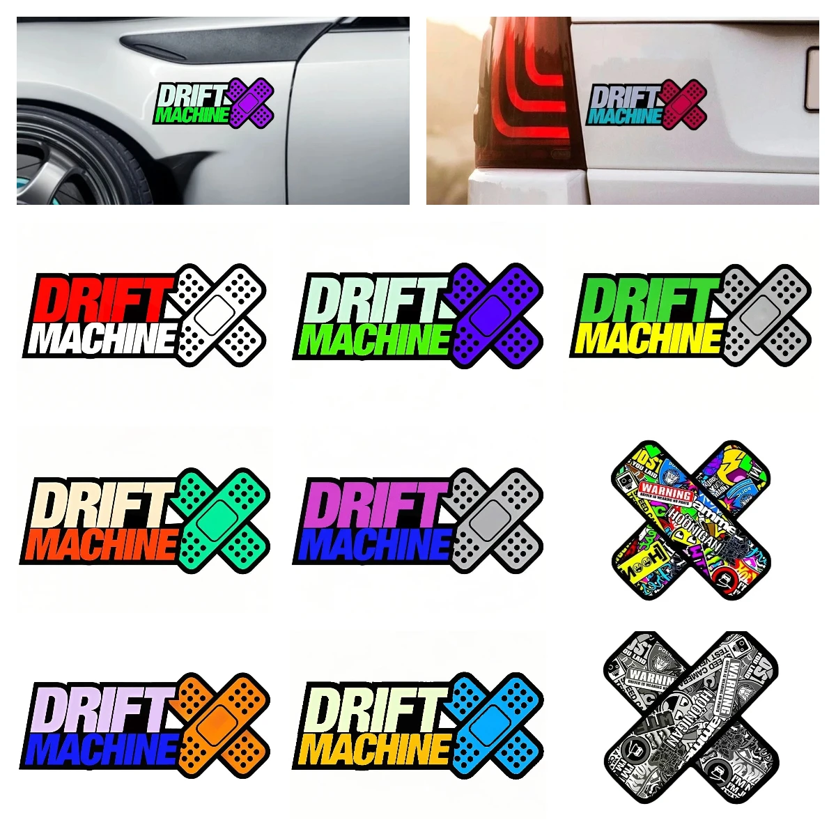 Drift Machine Red Bandage Cartoon Car Stickers Waterproof Sunscreen Vinyl Decals Decorative Accessories PVC