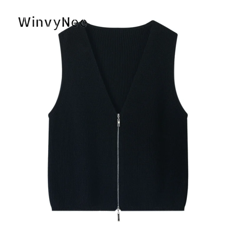 WinvyNee Ladies 100% Pure Wool Solid Cool Vest Lightweight Simple Elegant Business  Women Daily Wear Apparel Clothes ZC1223015
